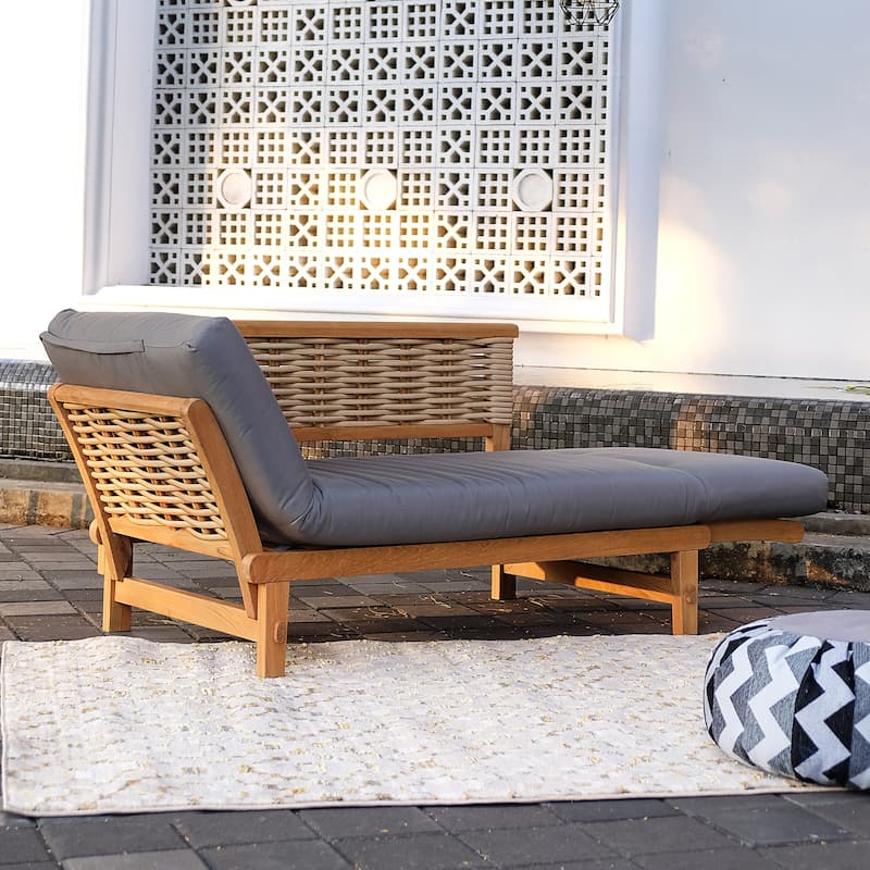 Cambridge Casual Auburn Teak Outdoor Sofa Daybed with Sunbrella Cushion