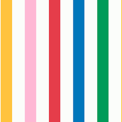 Joules Country Critters Chunky Stripe White and Rainbow Wallpaper