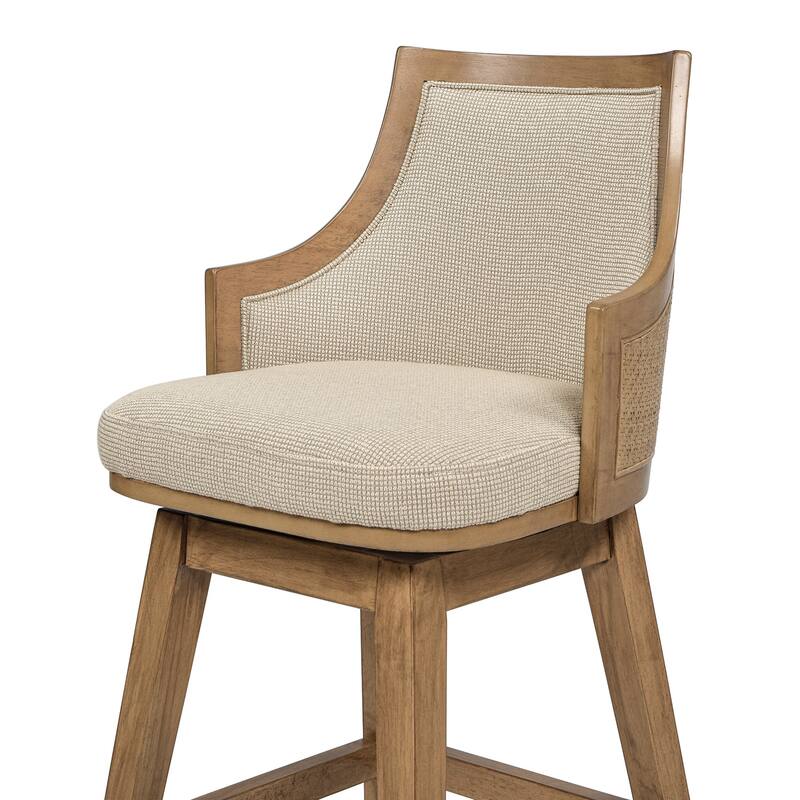 Bahama 26" Cane Rattan High-Back Swivel Counter Height Bar Stool
