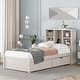 preview thumbnail 32 of 41, Twin Size Platform Bed Heavy Duty Wood Platform Bed with Bookcase Headboard and 2 Drawers, Built-in USB Port for Bedroom