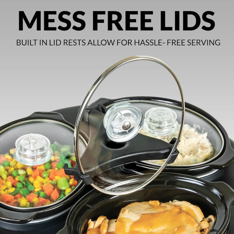 HomeCraft Triple Round Oval 1.5 Quart Stainless Steel Cooker Buffet