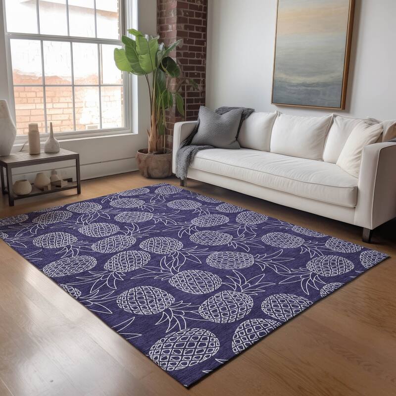 Premium Washable Super Soft Pineapple Mayfield Rug - Navy - 8' x 10' - Rectangle