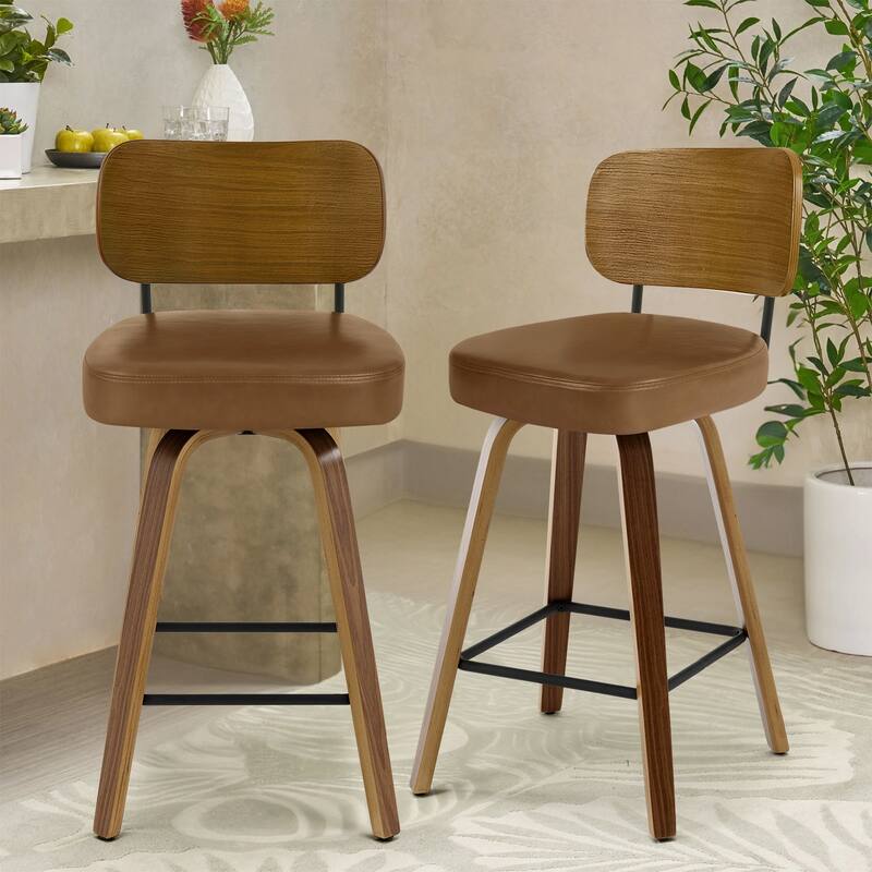 26" Swivel Upholstered Counter Height Bar Stool - 36.4" H x 17.1" W x 20" D