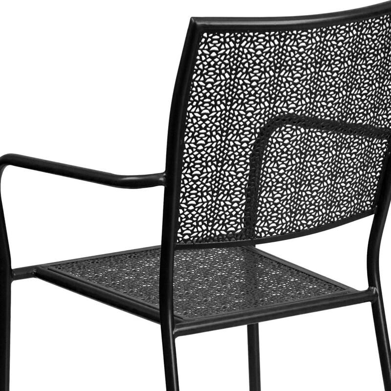 5 Pack Indoor-Outdoor Steel Patio Arm Chair with Square Back