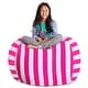 preview thumbnail 47 of 192, Kids' Stuffed Animal Storage Bean Bag Chair Cover or Toy Organizer 48 Inches Extra Large - Canvas Stripes Pink and White