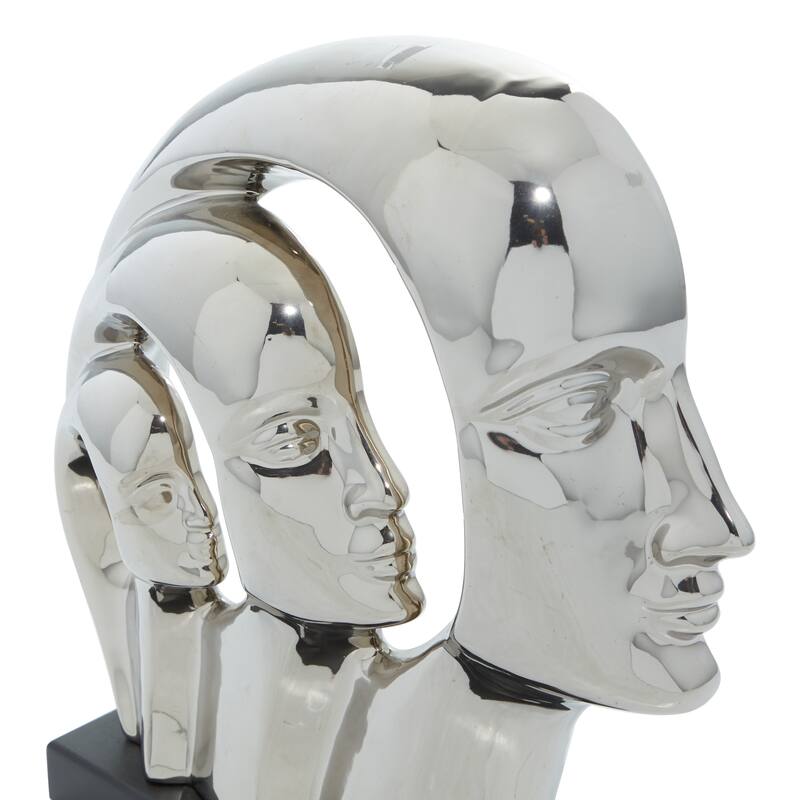 Silver Porcelain Contemporary Sculpture People 12 x 11 x 3