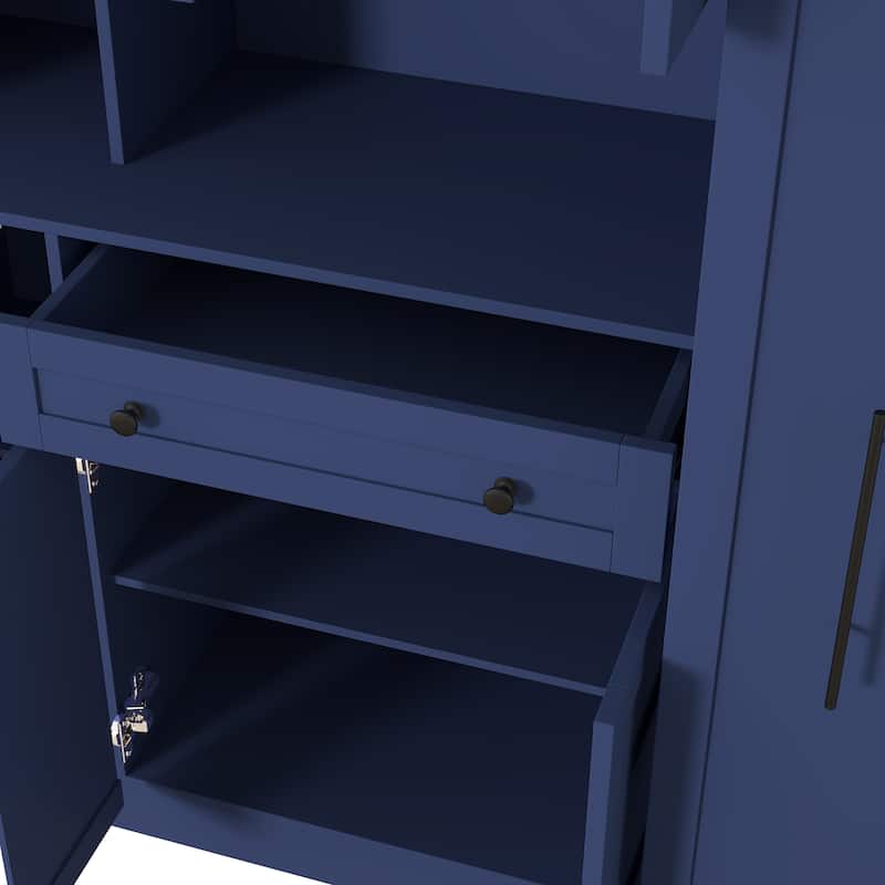 Large Kitchen Pantry Storage Cabinet Cupboard, Buffet with Hutch and Pull-Out Side Cabinet for Enhanced Kitchen Organization