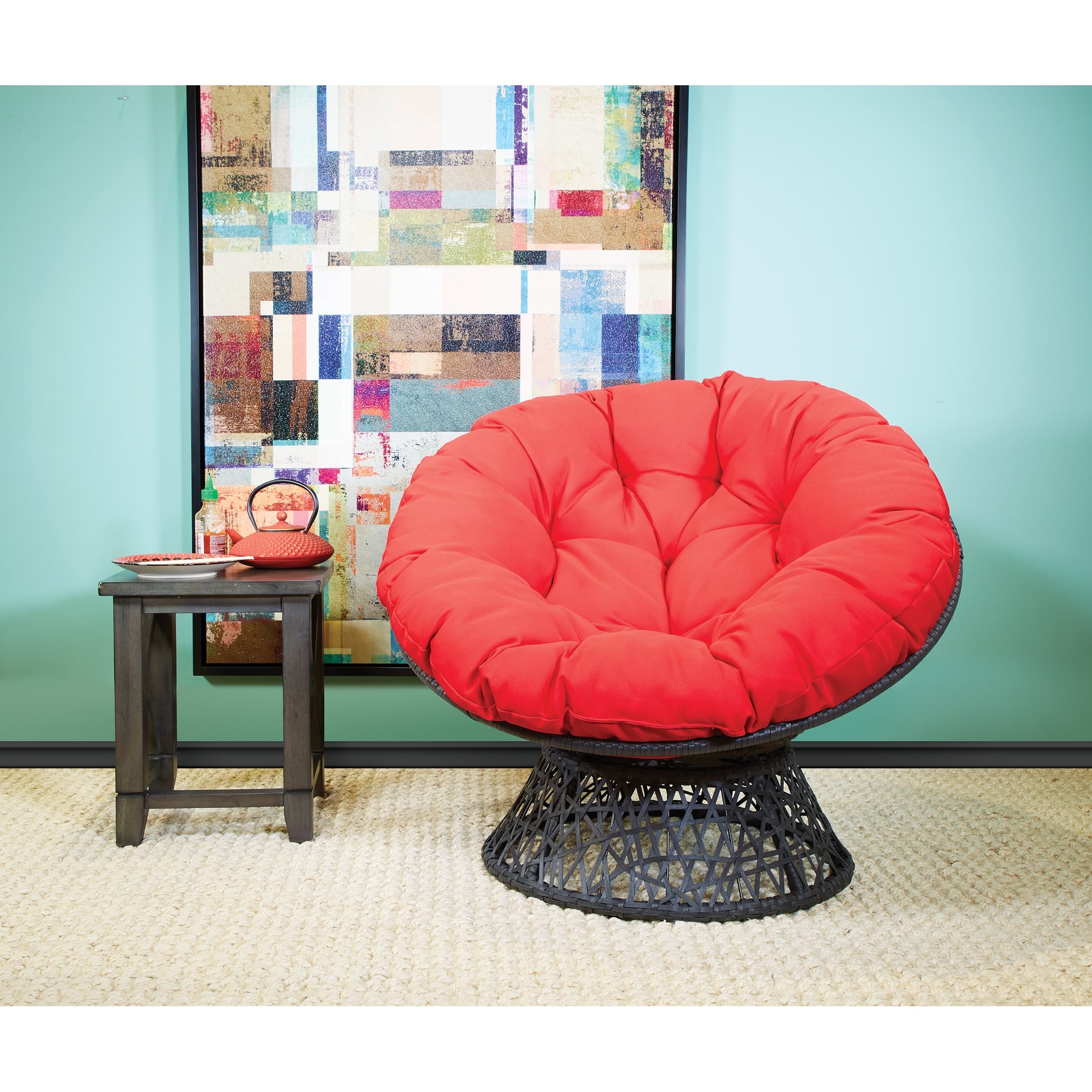 OS Home and Office Furniture Model Papasan Chair with Red cushion and