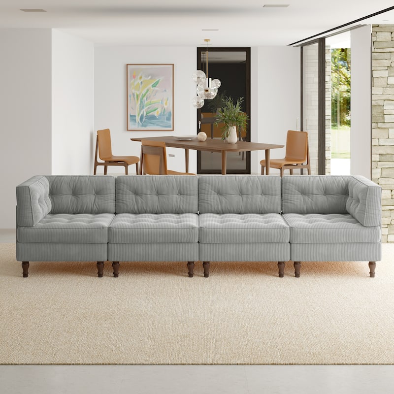 Oversized Modular Sectional Corduroy Fabric Tufted Sofa