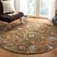 SAFAVIEH, Handmade Marietje Blossom French Country Wool Area Rug - 6' Round - Green/Multi