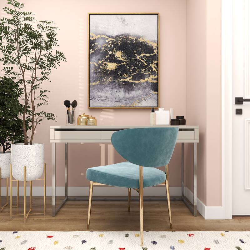 Canvas Leaf Living Room Framed Wall Art with Silver Frame