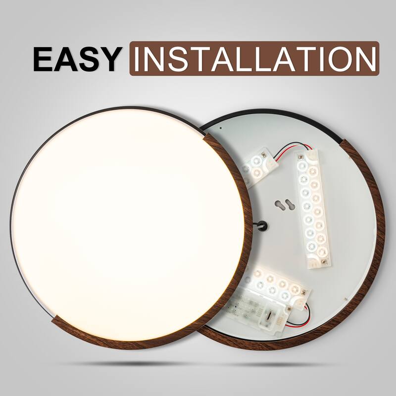 Starsky 5CCT LED Round Wooden Flush Mount - 11.81''
