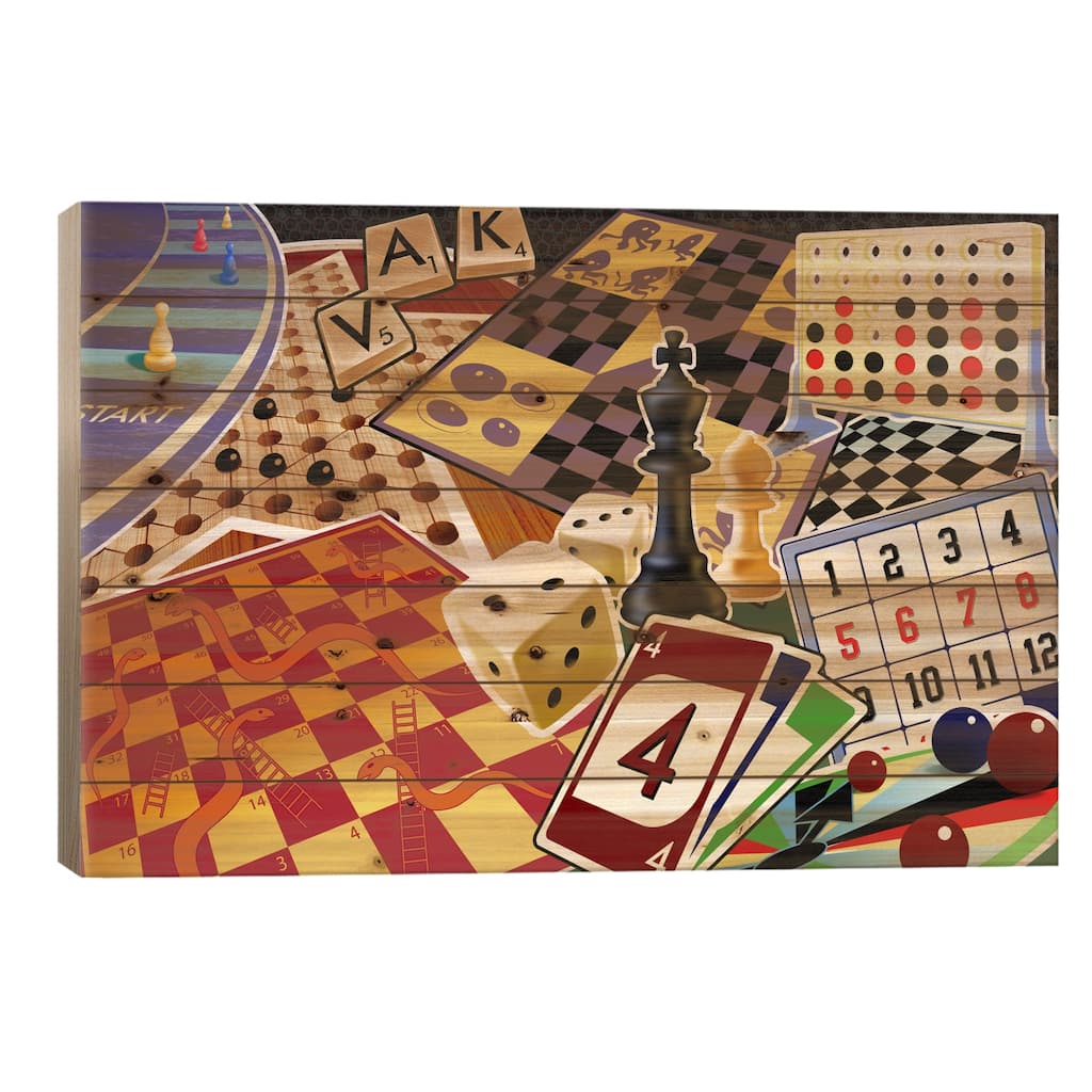 Board Games Print On Wood by Unknown Artist - Multi-Color