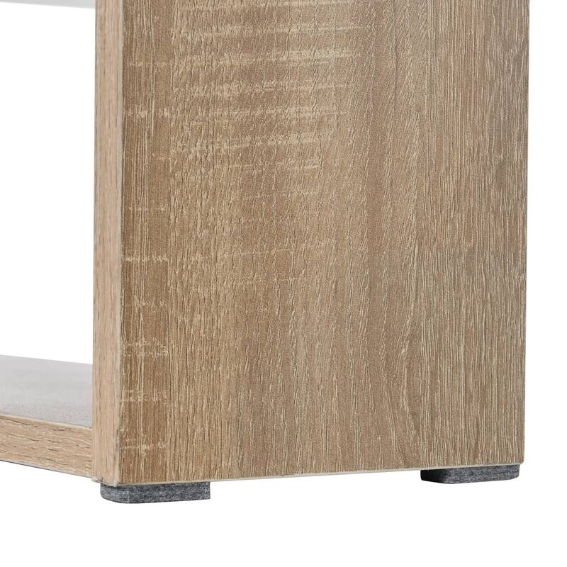 Roomfitters Modern High Gloss Coffee Table with Open Shelf, Practical Rectangle Center Table with Hidden Storage