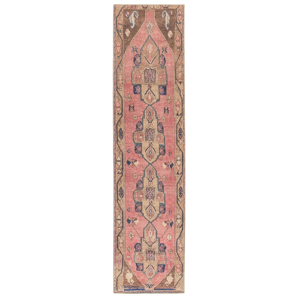Lani Machine Washable Medallion Pink/Blue Area Rug