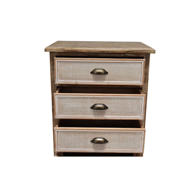 Rustic Wooden Storage Cabinet with Decorative Cutout Door & 3 Drawers, Tall Narrow Organizer for Living Room, Bedroom