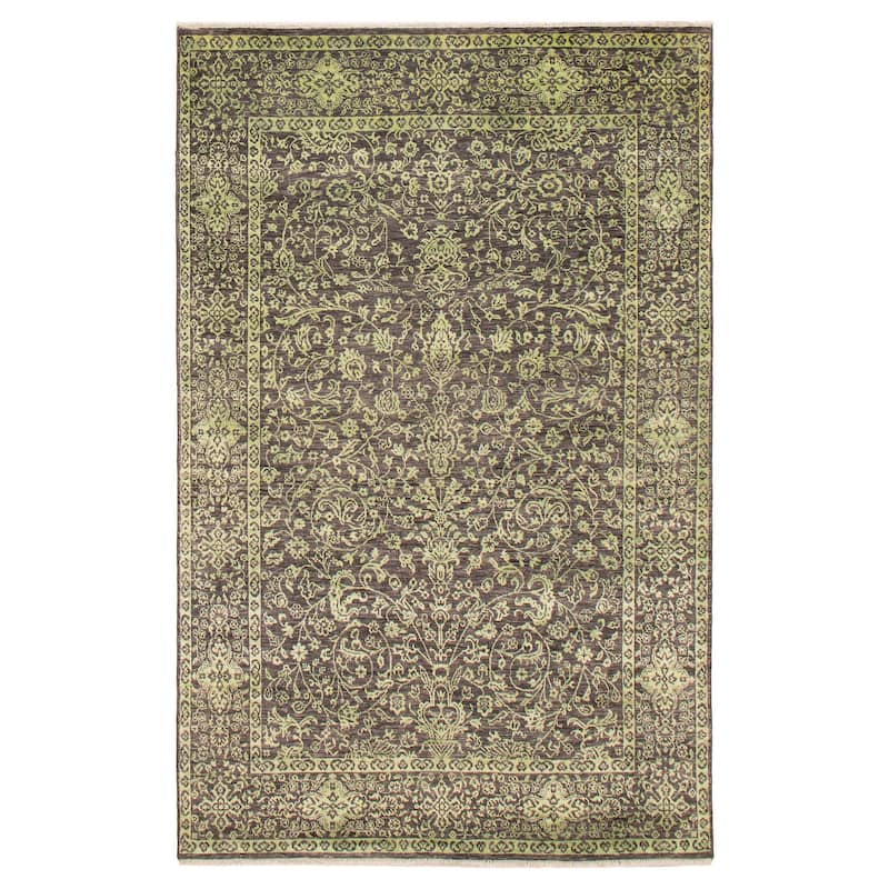 ECARPETGALLERY Hand-knotted Heritage Dark Grey Silk, Wool Rug - 6' x 9' - Dark Grey - 6' x 9' - Rectangle