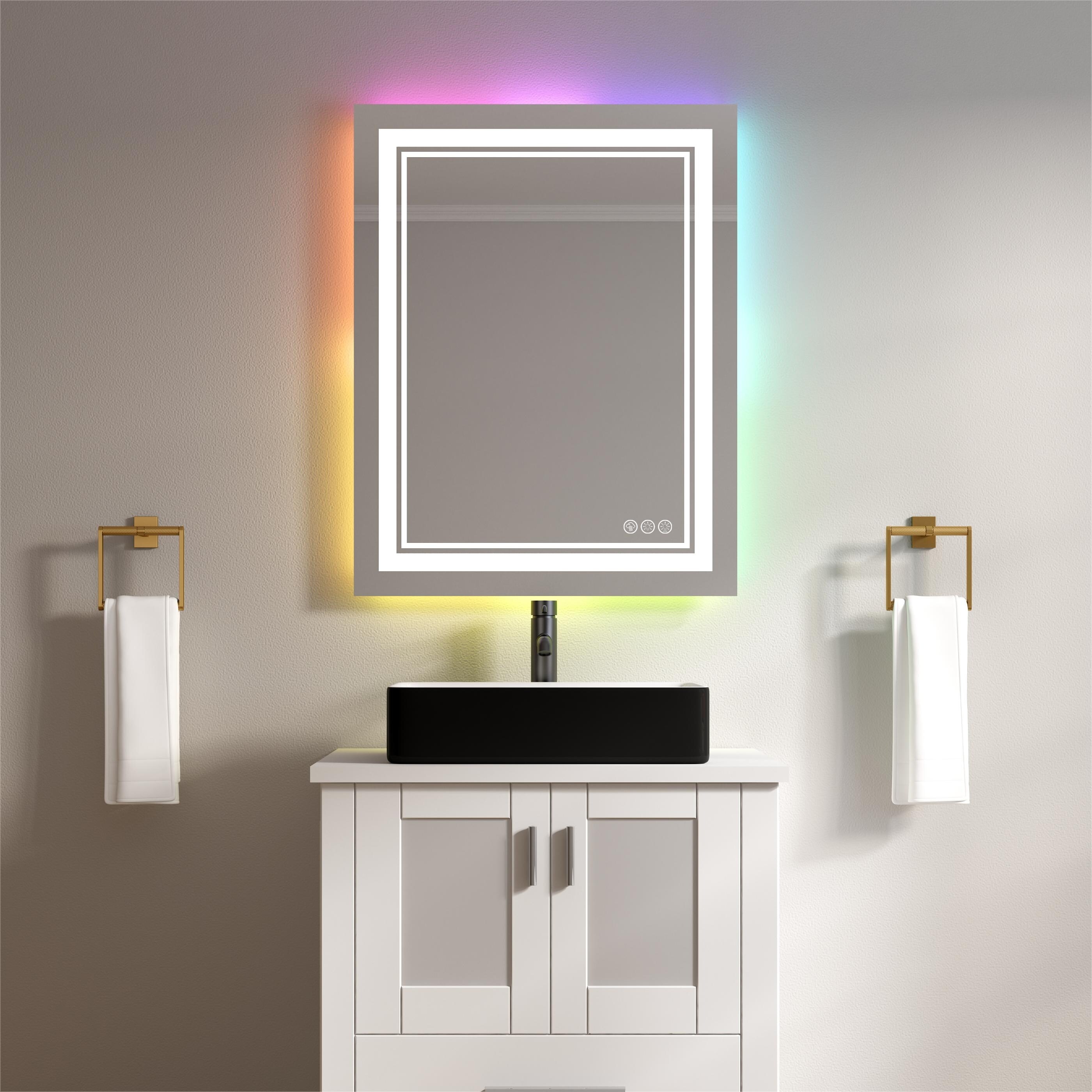 Bathroom LED Vanity Mirror Dimmable Anti-fog Smart RGB Backlit + Front  Light US
