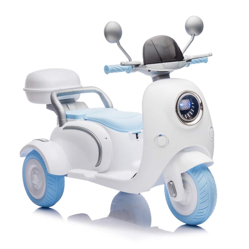12V 2-Seater Electric Ride-On Motorcycle for Kids 3-6, Three-Wheel with Bluetooth & USB - Blue
