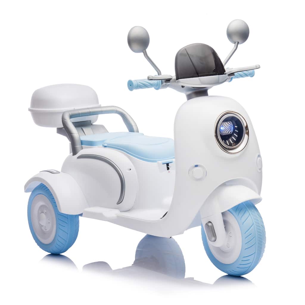 12V 2-Seater Electric Ride-On Motorcycle for Kids 3-6, Three-Wheel with Bluetooth & USB - Blue