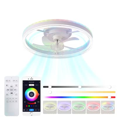 19.7 Inches Fan Light RGB Color Lights Three Color Temperature 6-Speed Adjustable Wind Power Positive And Negative Rotation
