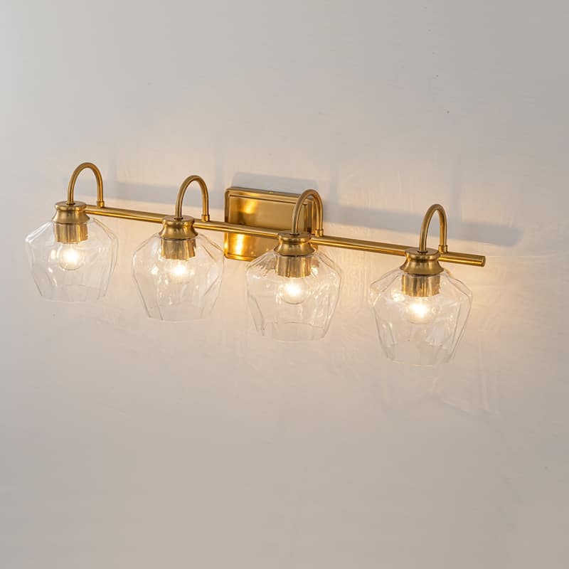 Modern 3/4-lights Bathroom Dimmable Vanity Lights Wall Sconces with Glass Shade