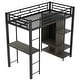 preview thumbnail 12 of 26, Metal Loft Bed with Full-length Guardrails, Built-in Wardrobe, Desk and Storage Shelves
