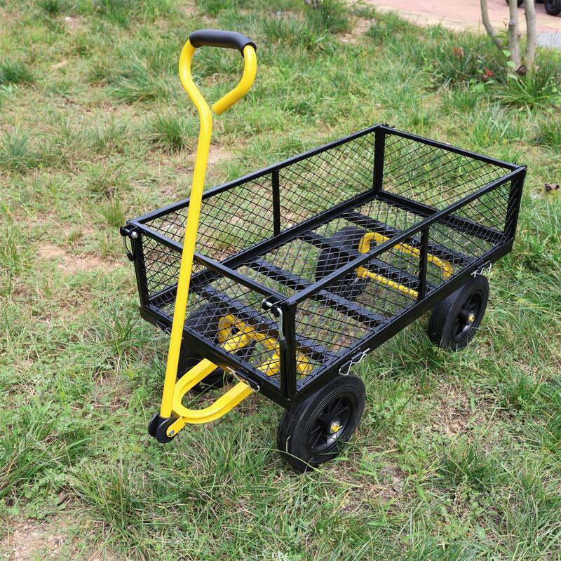 Anmytek Heavy Duty Steel Mesh Utility Wagon with Removable Sides 880 lbs Capacity Garden Cart