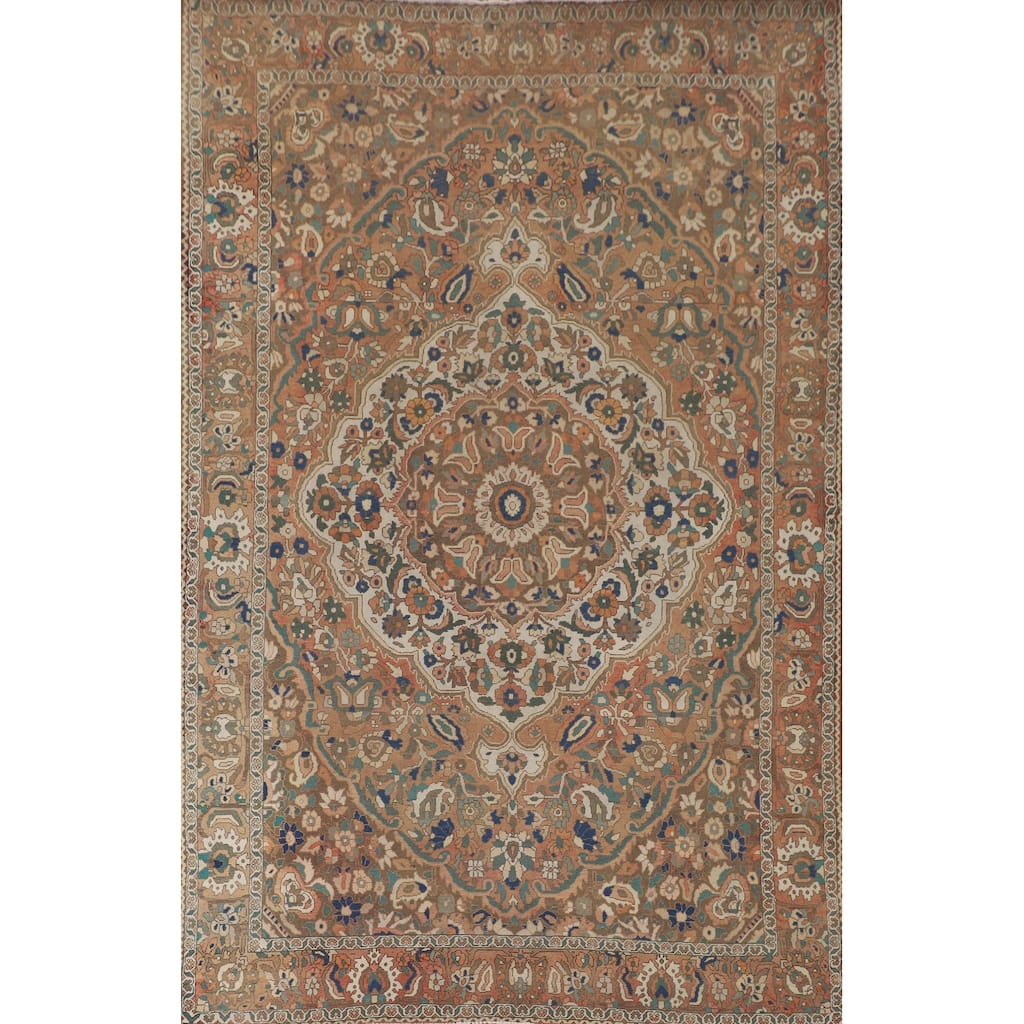 Floral Bakhtiari Persian Vintage Area Rug Hand-Knotted Wool Carpet - 7'0" x 10'5"