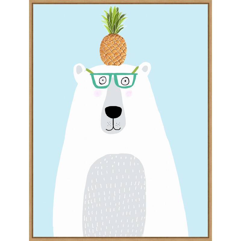 Polar Bear with Pineapple by Carla Daly Framed Canvas Wall Art Print