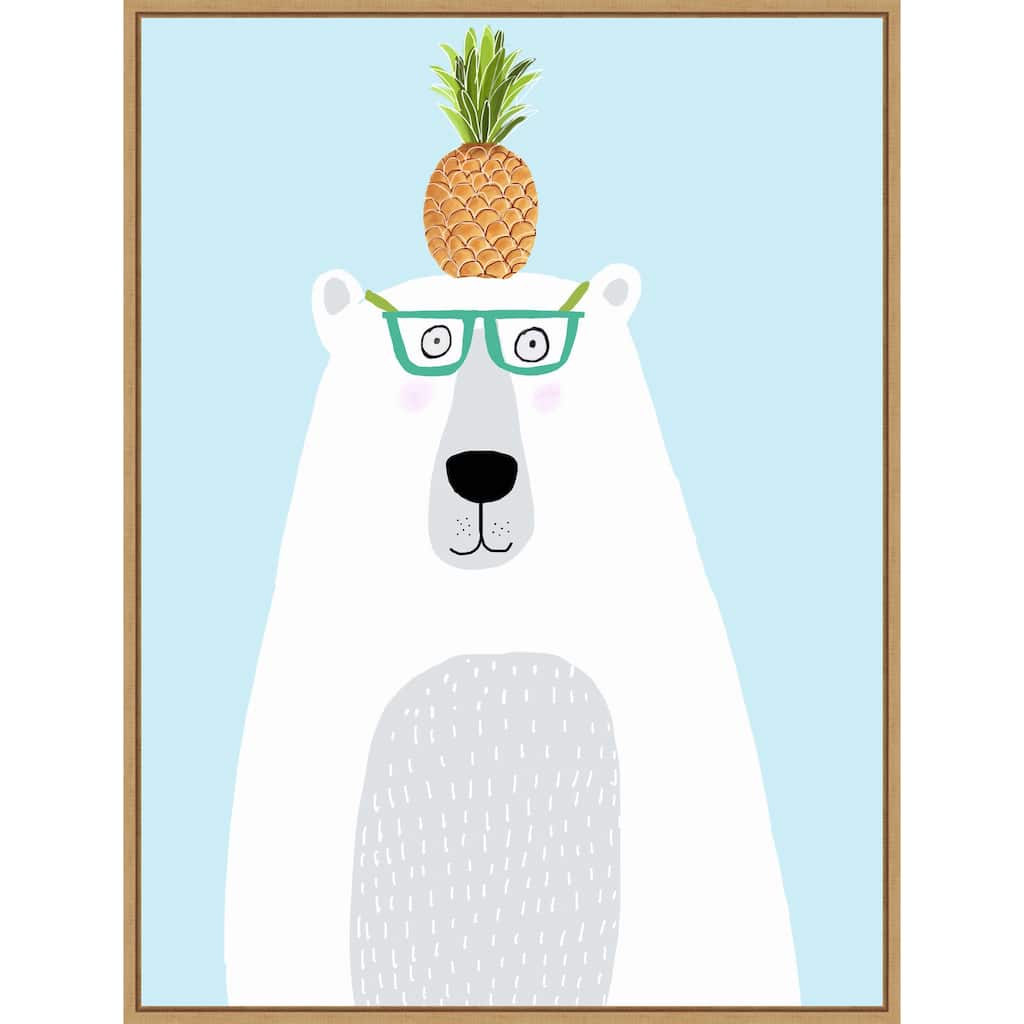 Polar Bear with Pineapple by Carla Daly Framed Canvas Wall Art Print