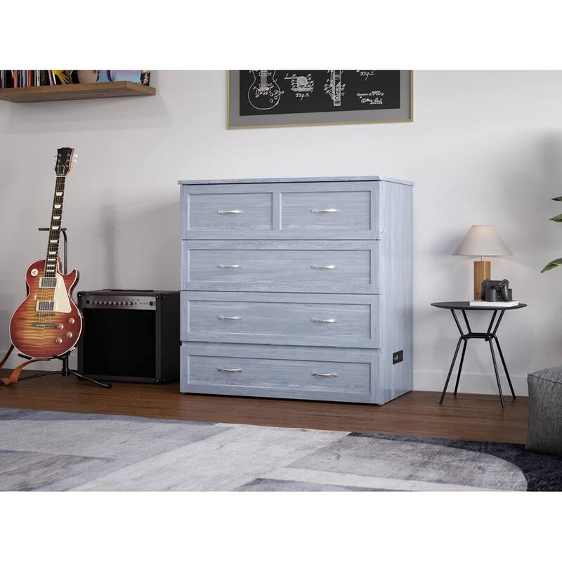 Twin XL Murphy Bed Chest - Solid Wood Folding Bed - Space Saving Furniture - HomeStock