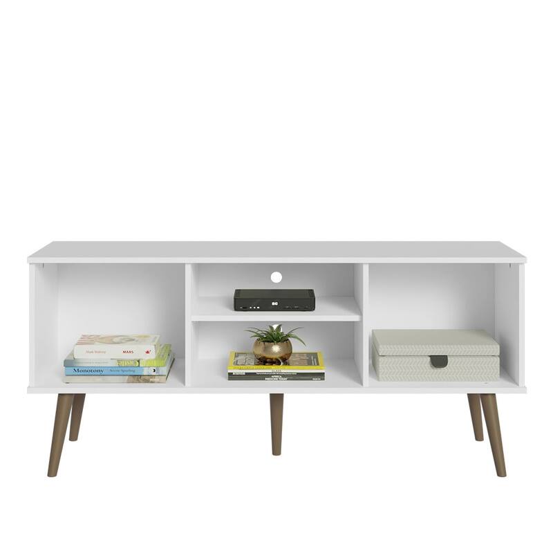 Madesa TV Stand 2 Doors and 2 Shelves 55" + Ladder Shelf Standing Bookcase - White