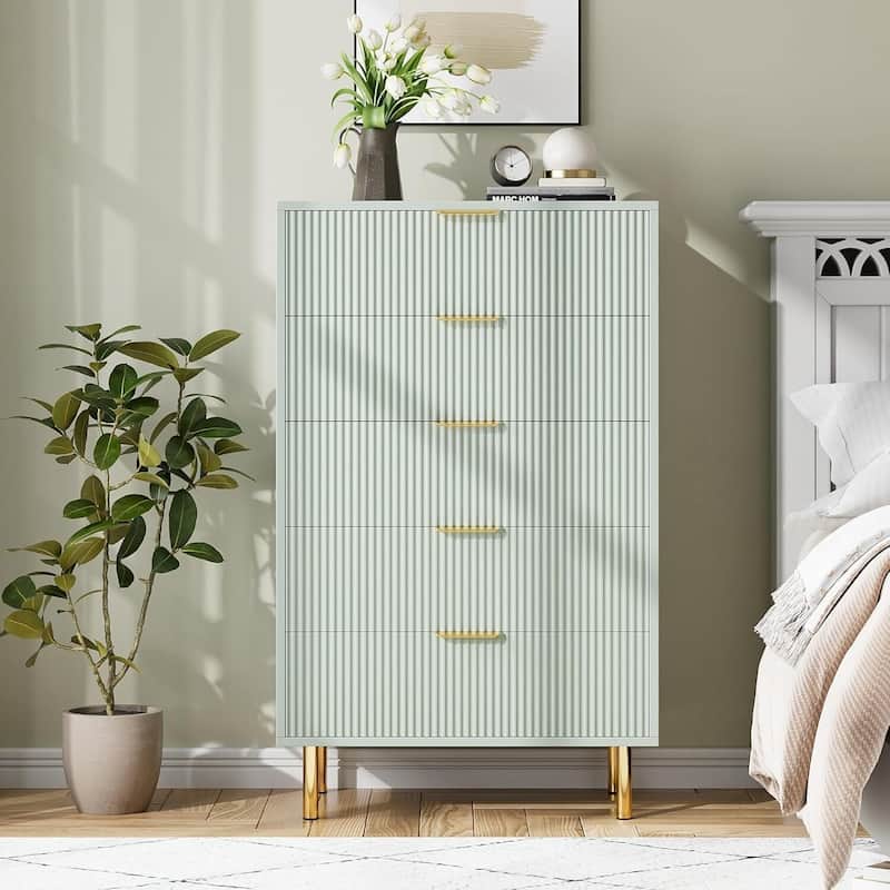 Modern Design 5 Drawer Dresser, Storage Cabinet for Bedroom, Living Room, Closet, Hallway