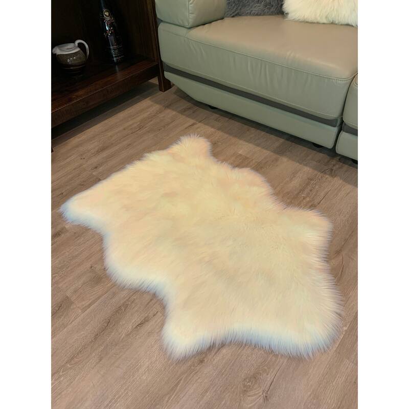 Ovella Home Premium Luxurious Faux Sheepskin Single Pelt Plush Shag Accent Rug - 2' x 3' - 2' x 3'