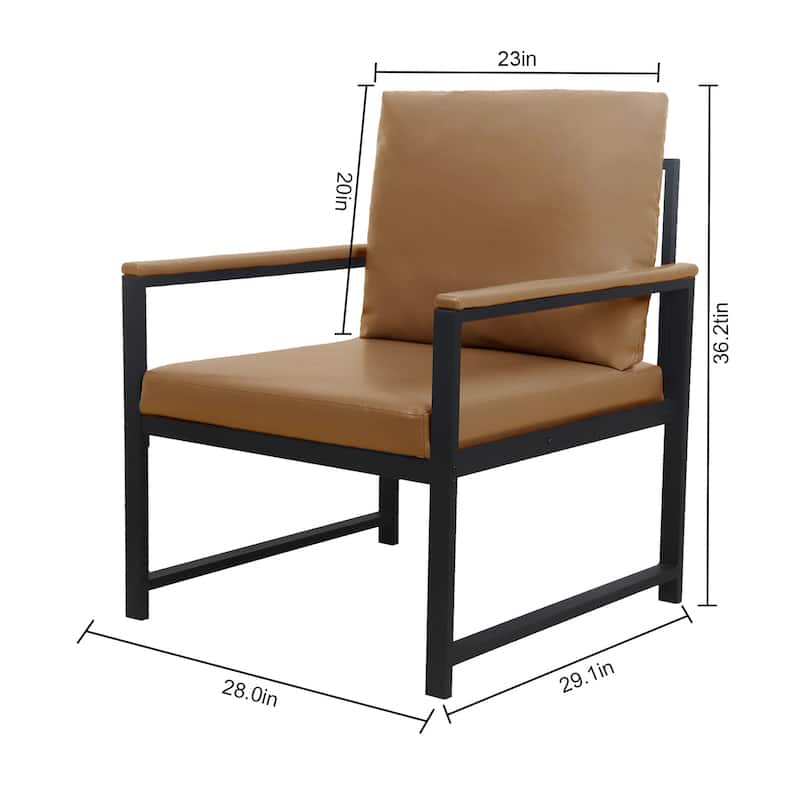 PU Leather Armchair with Metal Frame & Comfortable Cushion