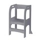 preview thumbnail 1 of 13, 2-Step Child Toddler Step Stools, Kids Helper, Standing Tower for Kitchen Counter Grey