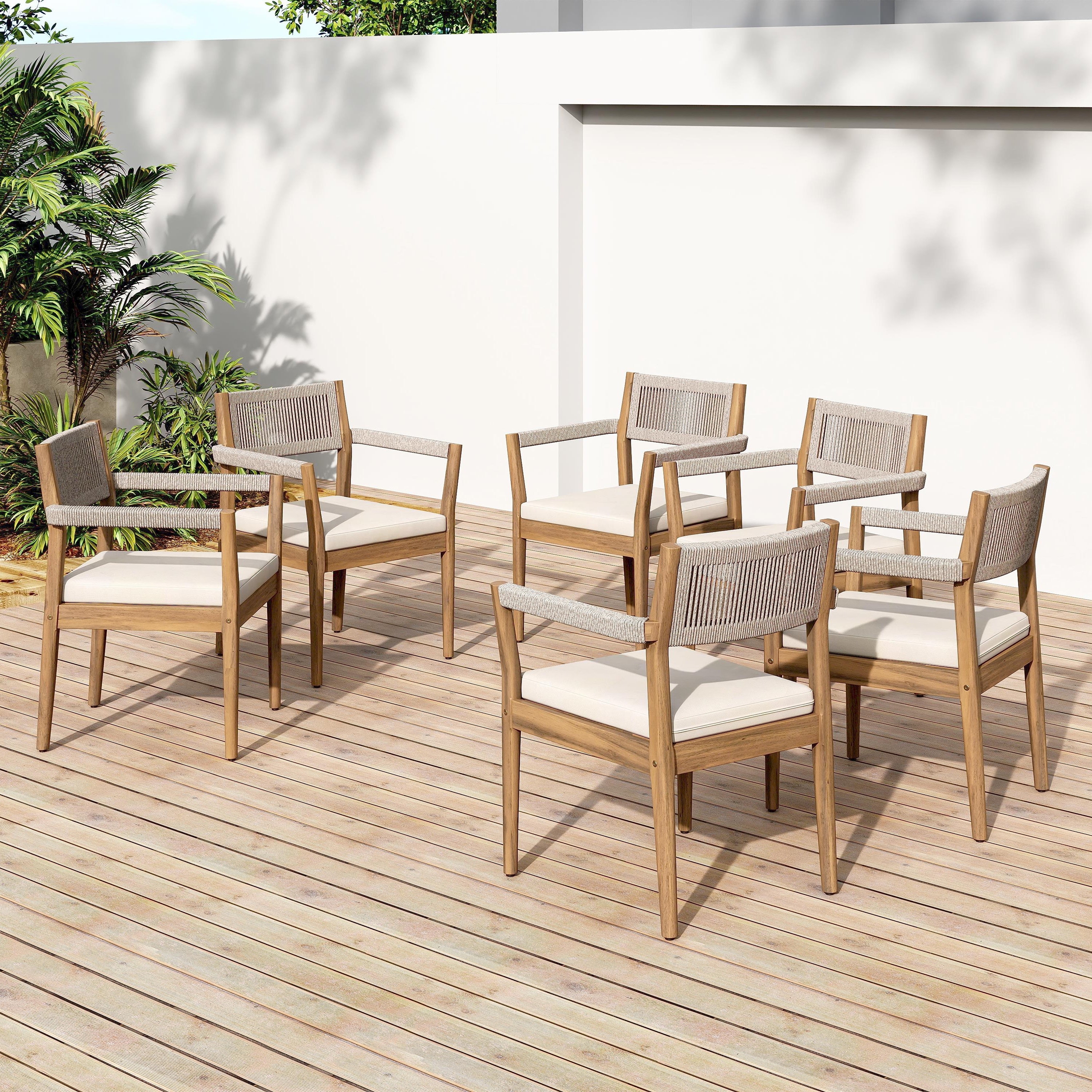 Outdoor Dining Chairs Set of 6 Side Chair Leisure Chair, Club Chair Lounge Chair Upholstered Chair with Cushions