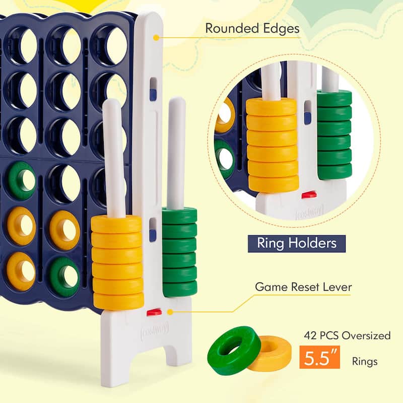 Gymax Jumbo 4-to-Score Game Set Giant 4 in A Row Kids Adults w/ 42