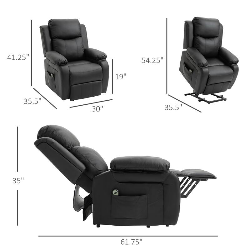 HOMCOM Living Room Power Lift Chair, PU Leather Electric Recliner Sofa Chair for Elderly with Remote Control