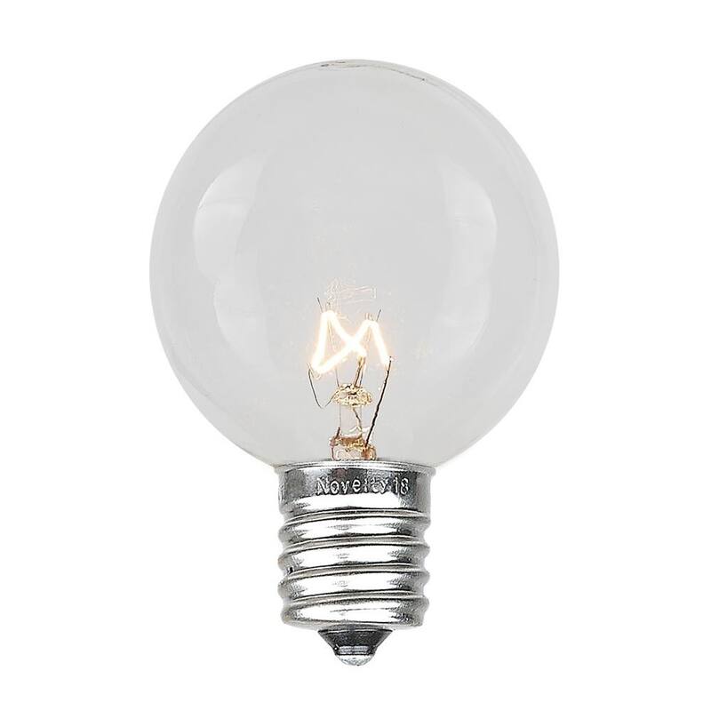 25 Pack G50 Outdoor Patio Globe Replacement Bulbs, Clear, C9/E17 Base - Medium