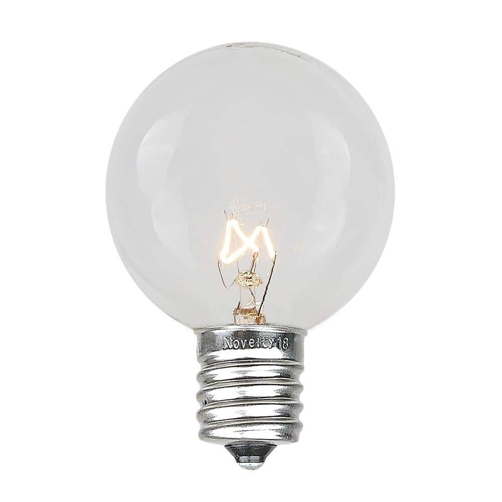 25 Pack G50 Outdoor Patio Globe Replacement Bulbs, Clear, C9/E17 Base - Medium