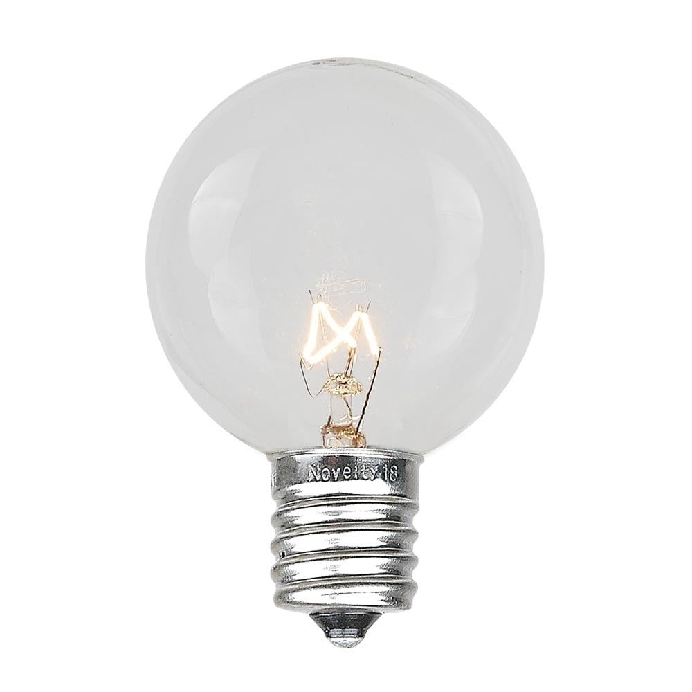 25 Pack G50 Outdoor Patio Globe Replacement Bulbs, Clear, C9/E17 Base - Medium