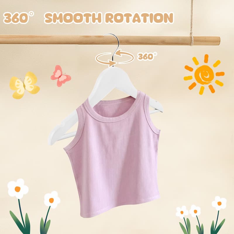 BP4U Kids Wooden Hangers with Pants Bar, Wood Clothes Hangers for Baby, Newborns, Toddlers & Children's Shirts, Coats, Dresses