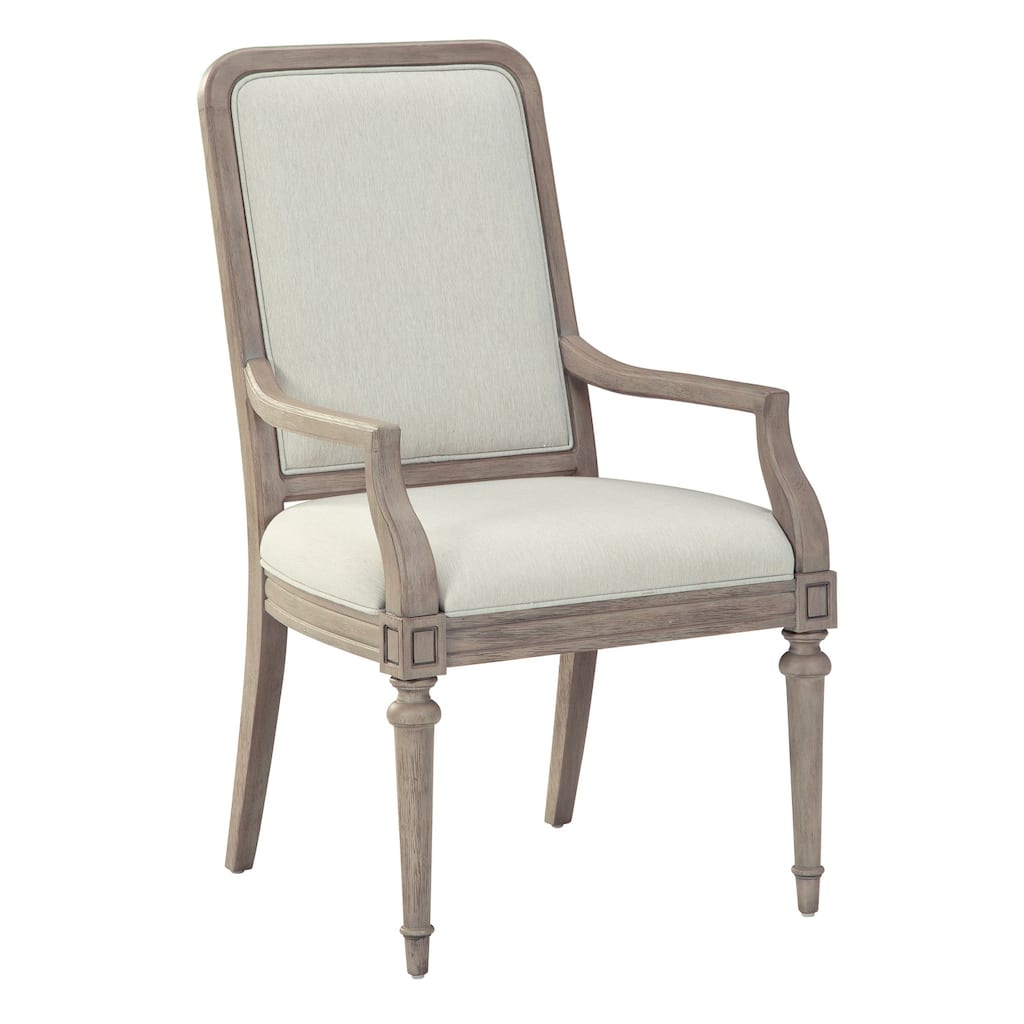 Driftwood and Ivory Upholstered Dining Arm Chair