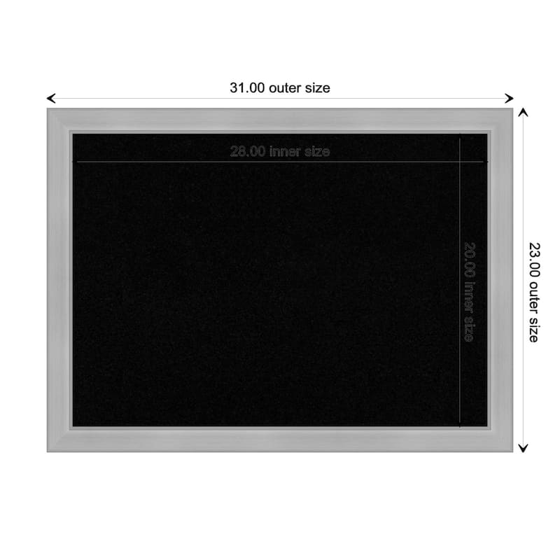 Vista Brushed Nickel Narrow Framed Black Corkboard Bulletin Board - Board Size 28x20