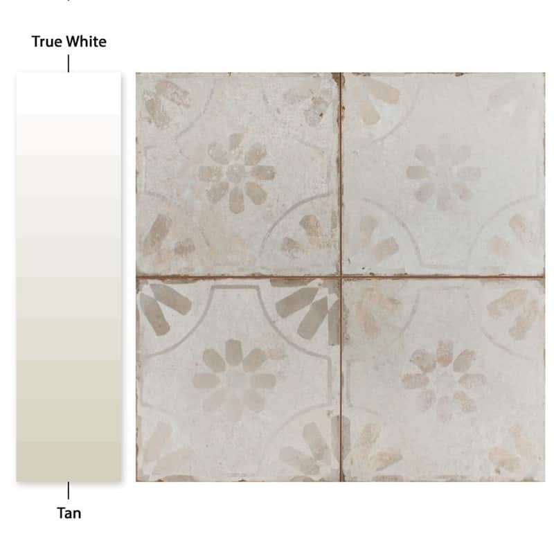Merola Tile Kings Blume White 17-5/8" x 17-5/8" Ceramic Floor and Wall Tile