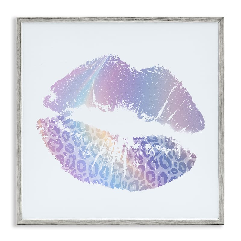 Stupell Purple Rainbow Lipstick Framed Giclee Art Design By Kim Allen - 17 x 17 - Grey