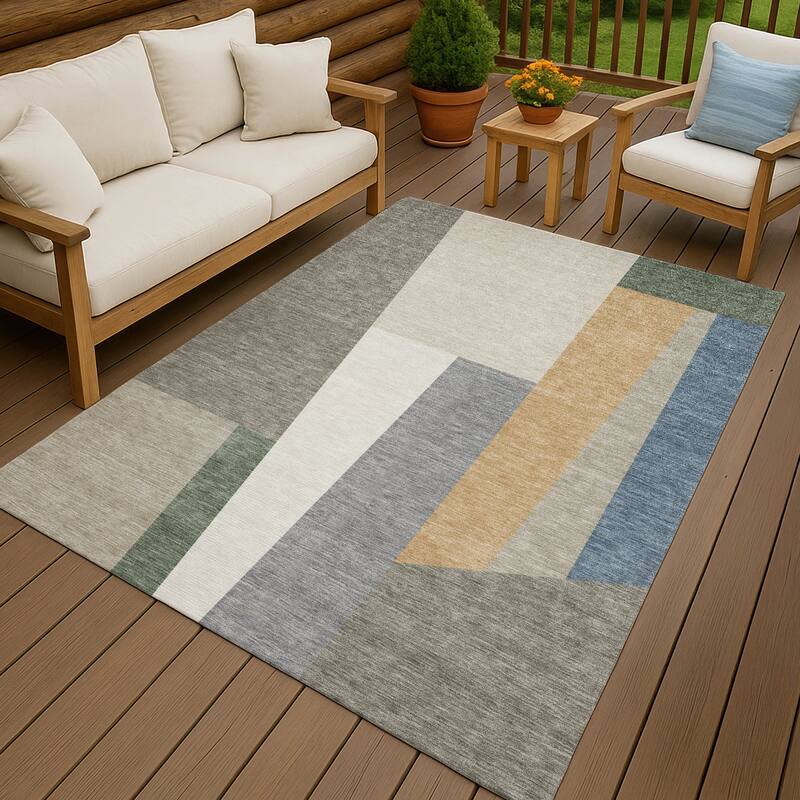 Machine Washable Indoor/ Outdoor Contemporary Jolie Chantille Rug - Taupe - 3' x 5'