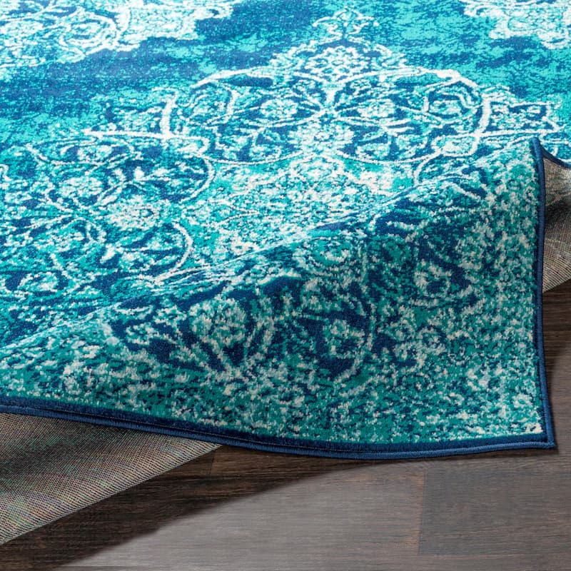 Terenzio Traditional Teal Area Rug